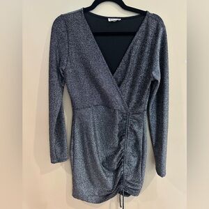 Rolla Coster Shimmering Silver Long Sleeve Cocktail Dress